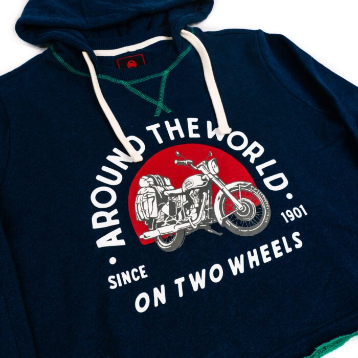 Royal Enfield "Around the World" Women's Hoodie, Navy - Image 2