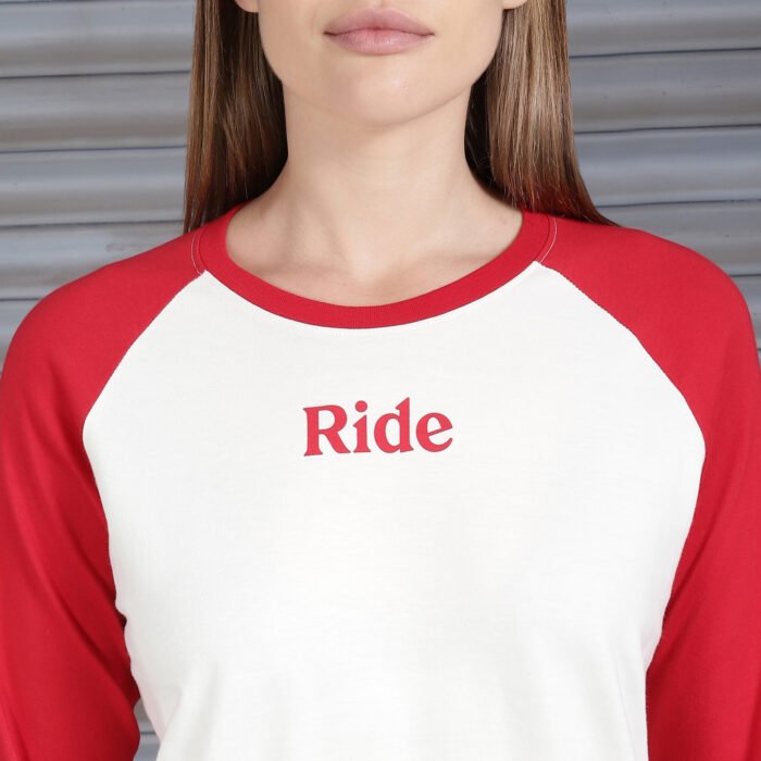 Royal Enfield "Moto Dreams" Women's Long Sleeve Tee, Red - Image 2