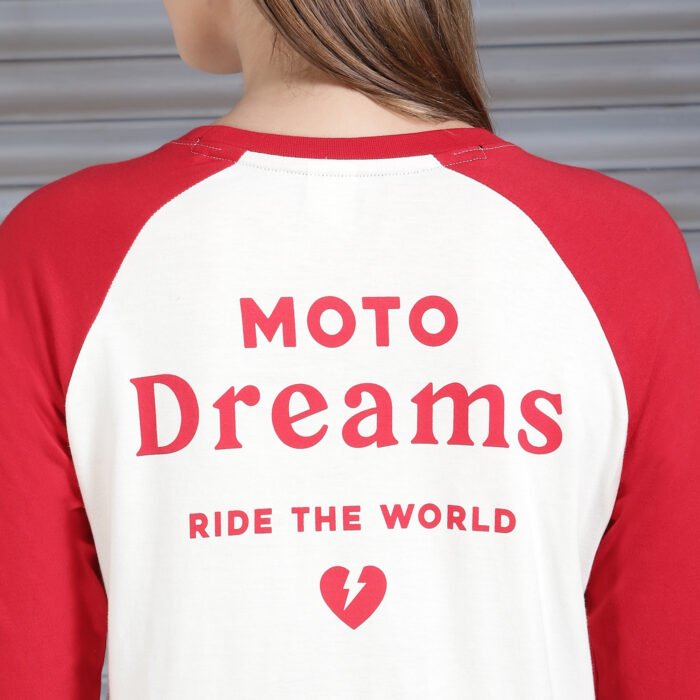 Royal Enfield "Moto Dreams" Women's Long Sleeve Tee, Red - Image 4
