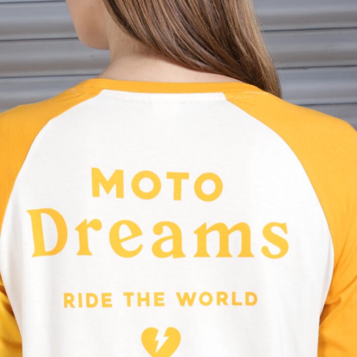 Royal Enfield "Moto Dreams" Women's Long Sleeve Tee, Yellow - Image 3