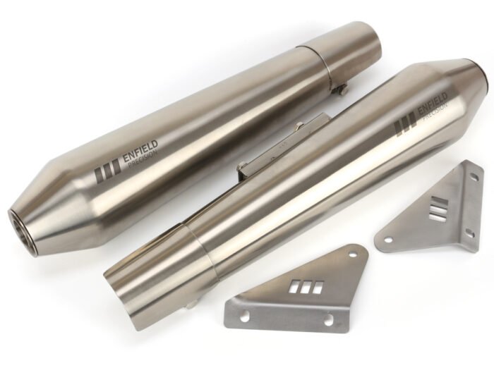 Shorty Silencer Set, Brushed Stainless Steel - Super Meteor 650