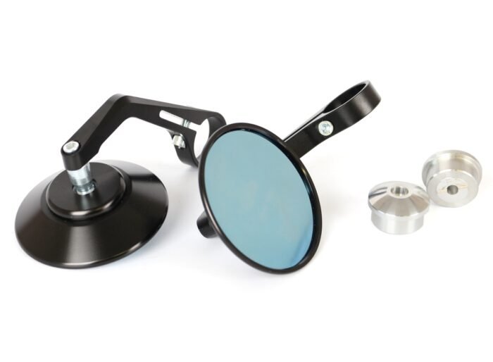 Bar End Mirror, Pair, Round Black - INT 650