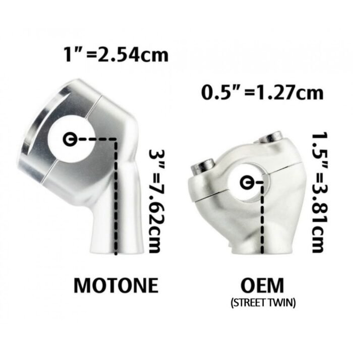 Motone "Up and Over Risers", Clear Anodized - 1" - Image 4