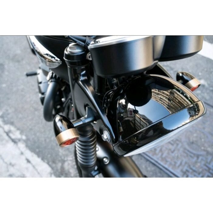 Motone Billet Turn Signals, "JPS", Black with Brass Bezels- Pair - Image 4